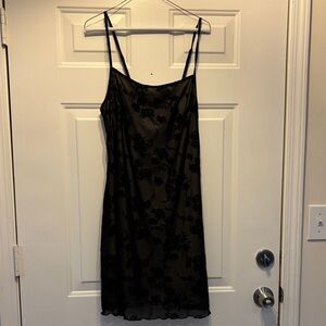 SHEIN Black Floral Lace Mini Dress